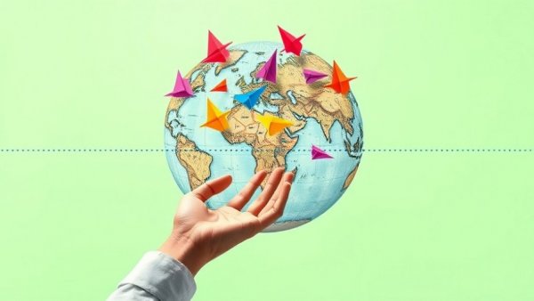 Collage of hand launching paper planes to globe for PPC campaign.