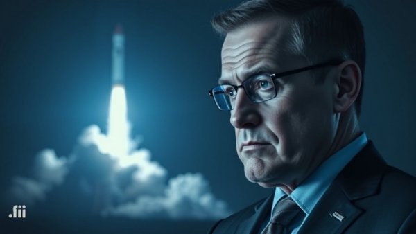 Reflective executive pondering SpaceX IPO valuation against a night launch.