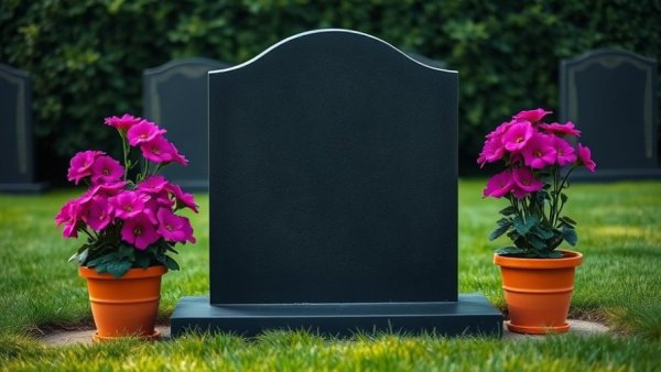 Impact of tariffs on memorial businesses illustrated by a tombstone scene.