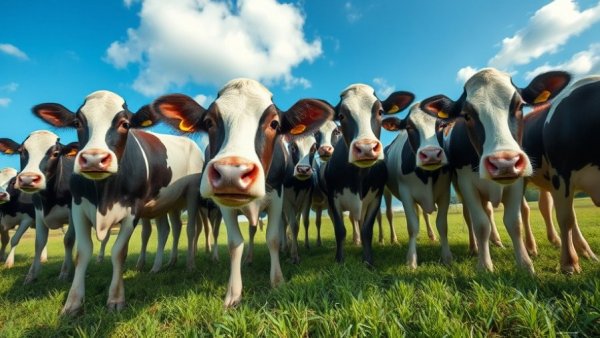 Holstein cows on green field related to New World screwworm treatment.