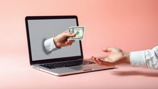 Creative depiction of digital payment transaction with detached hands.