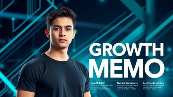 Digital poster of a young man with growth memo text.