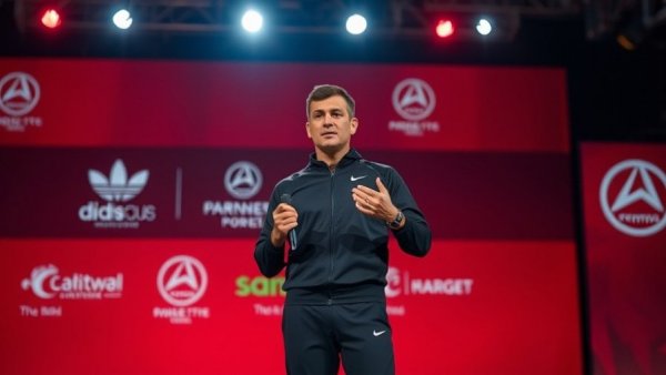 Lululemon leadership change announcement on stage.