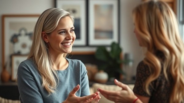 Blonde woman discusses Medspa Profit Strategies indoors.