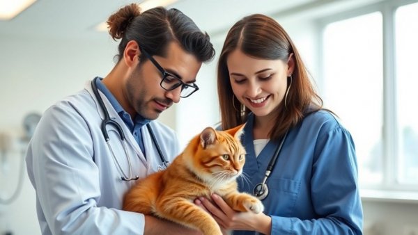 Veterinarian at Chicago College of Veterinary Medicine caring for a cat.