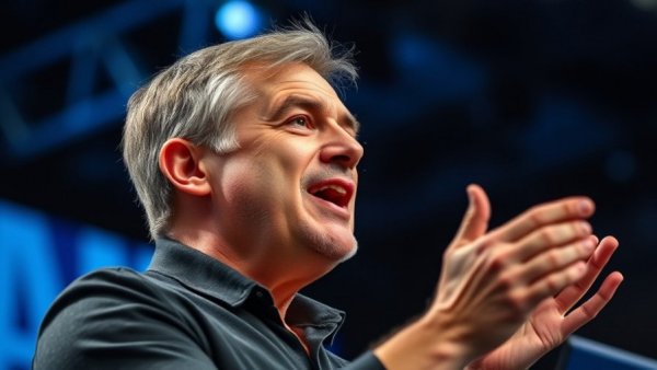 AI replacing junior roles presentation at a tech conference.