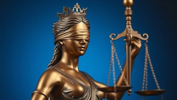 Bronze Lady Justice statue symbolizing AVMA accreditation lawsuit.