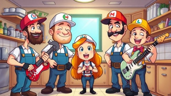 Customer service humor cartoon depicting unexpected plumber celebration.