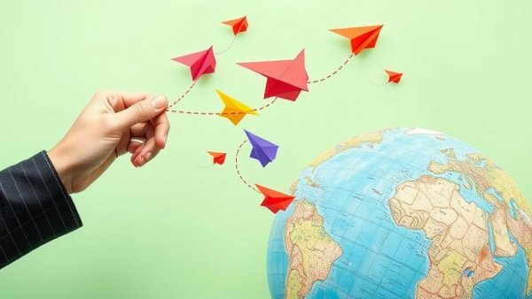 Hand launching paper planes at stylized globe, representing global outreach for Google Ads settings in international PPC campaigns.