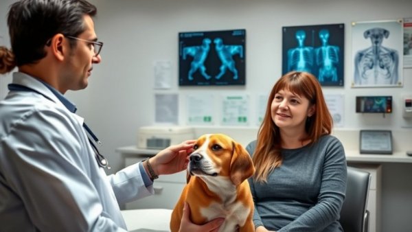 Veterinarian and owner discuss X-ray for KeraVet Gel for Pets.