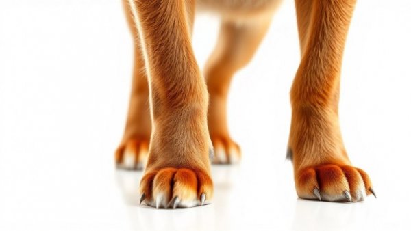 Dog paws standing on a glossy white surface, clean and minimalistic.