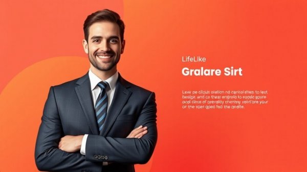 Confident man in suit, vibrant graphic design backdrop