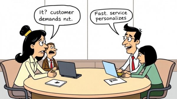 Cartoon on CX Predictions for MedSpas 2026; business meeting with customer service trends.