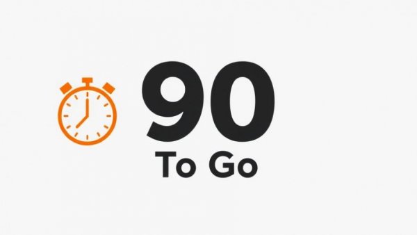 Graphic displaying '90 Days To Go', related to veterinary technician onboarding.