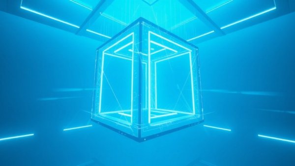 Futuristic digital cube, glowing beams, CPG Innovation Trends for 2026