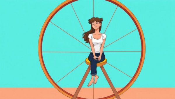 Breaking the Self-Improvement Loop illustrated with a woman on a hamster wheel.