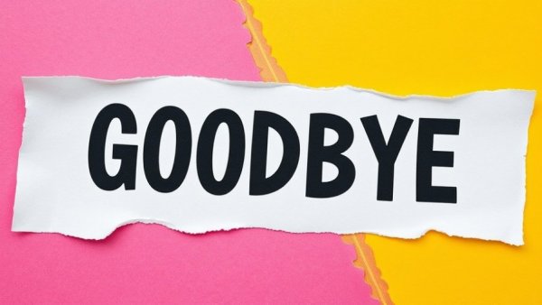 Bold 'GOODBYE' text on torn colorful paper, SEO Trends for MedSpas 2025.