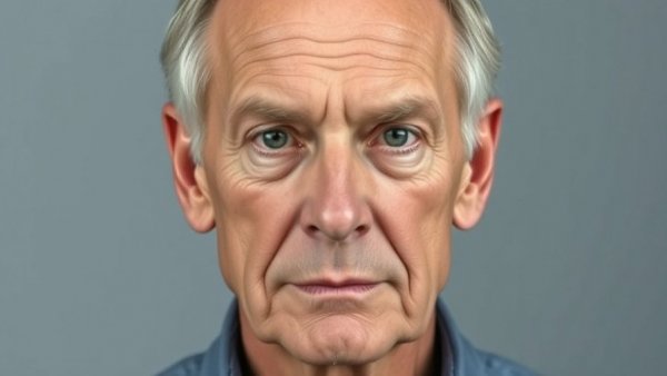 Older man serious expression, photographic portrait close-up.