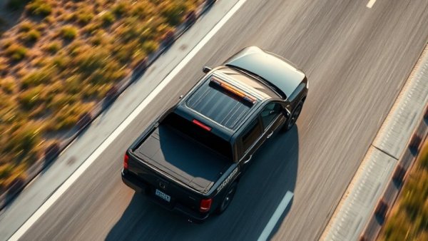 Aerial view of a truck on highway, captured by police technology.