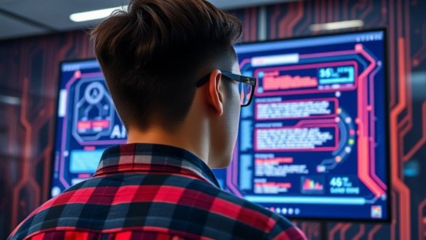 Person using AI-powered plugin on computer screen for SEO automation