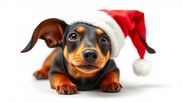 Festive dog with New Year's hat lying down, New Year's Eve insights for veterinarians.