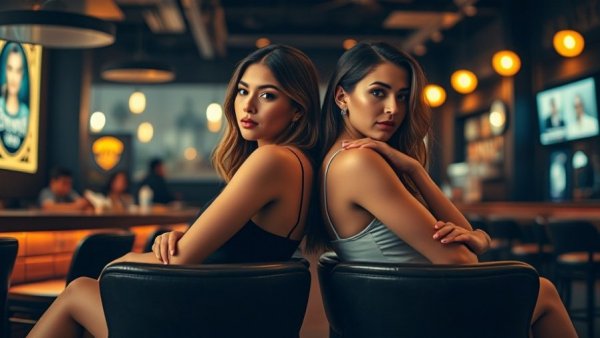 Stylish duo confidently posed in a bar for Gorilla Hiring Strategy.