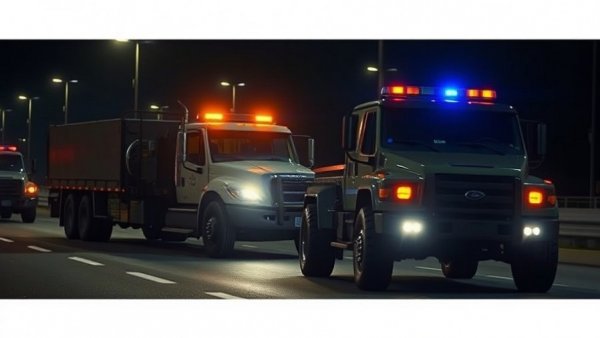 Heavy-duty law enforcement vehicle at night on highway, law enforcement news.