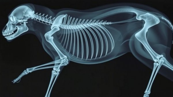 X-ray showing animal leg fracture for Brain Teaser Veterinary Puzzle.