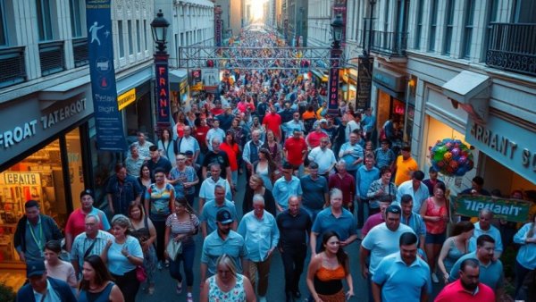 Building Neighborhood Trust with Police: Lively street parade and community interaction.