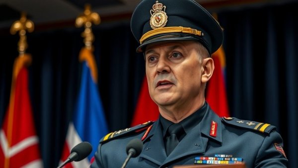 High-ranking police officer delivering a speech at a press conference.