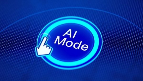 Google AI Mode button on screen with gradient border.