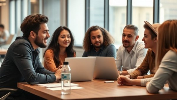 Engaged discussion in a modern office setting, mastering communication.