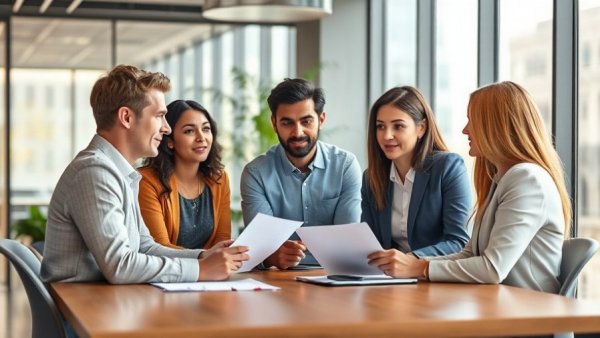 Professionals discussing in an office, highlighting the importance of HR in veterinary clinics.