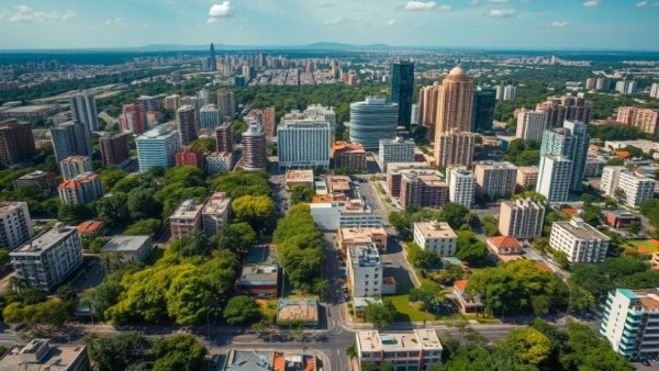 Aerial view of a vibrant Latin American cityscape highlighting economic growth.