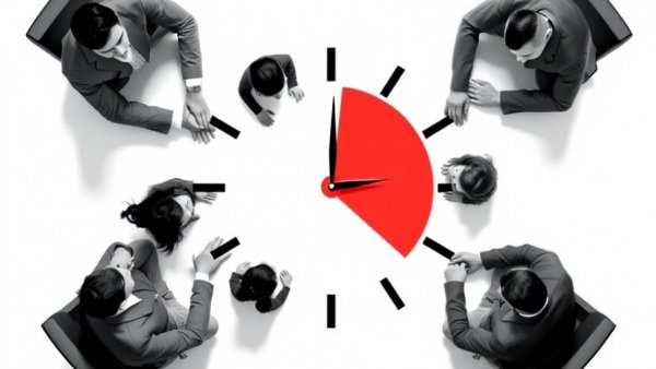 People around a clock symbolizing sacrifices of leadership.