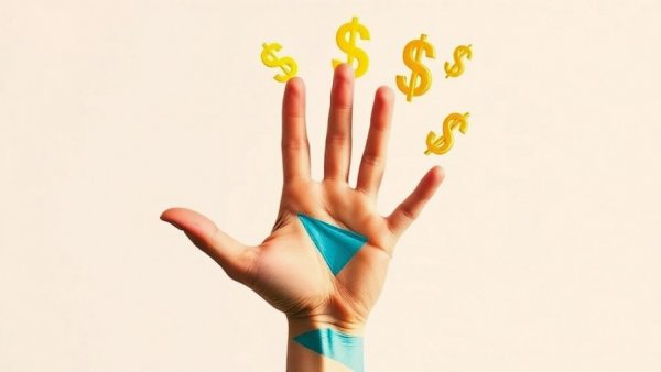Hand with dollar signs representing upper funnel marketing budget in MedSpa.