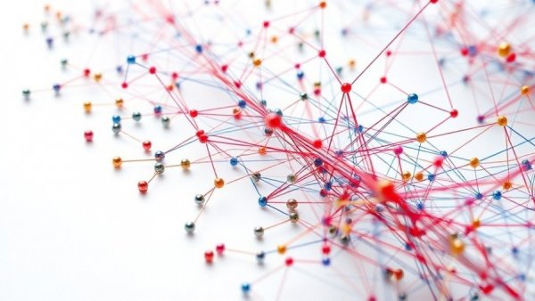 Colorful string network representing entity linking for local search.