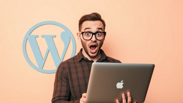 Surprised man with laptop and WordPress logo, 10Web WordPress Photo Gallery Plugin Vulnerability