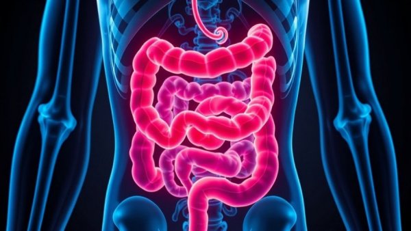X-ray of human digestive tract highlighting colorectal cancer.