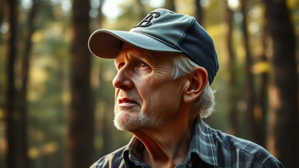 Thoughtful man in nature, embodying community trust in policing.