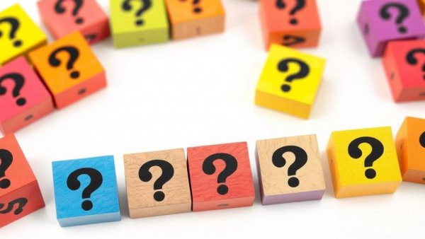 Colorful question mark blocks symbolizing curiosity in vet practice.