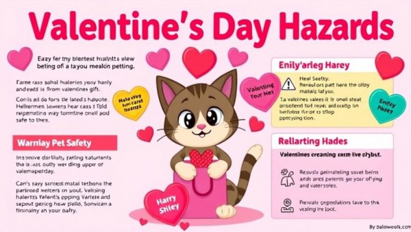 Valentine's Day hazards infographic highlights pet safety tips.