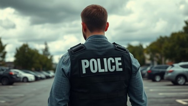 ICE officer standing in a parking lot related to California bill.