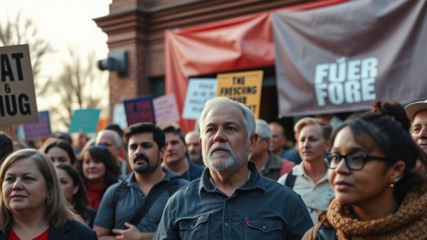 Protest for public safety and police reform outside store, vibrant crowd.