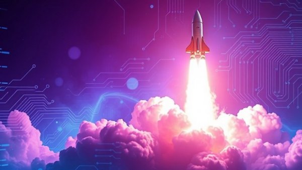 Futuristic rocket launch with SpaceX xAI tech theme