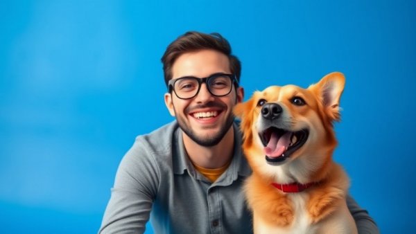 Interview with expert on canine adolescence featuring man and dog.