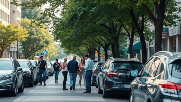 Urban street scene with interaction near parked cars, related to NYPD officer manslaughter trial.