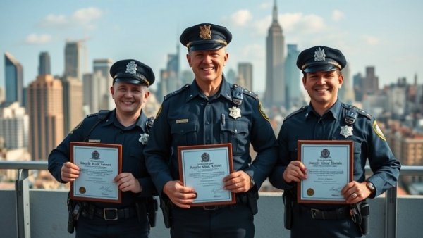 December 2025 Officers of the Month with awards on rooftop.