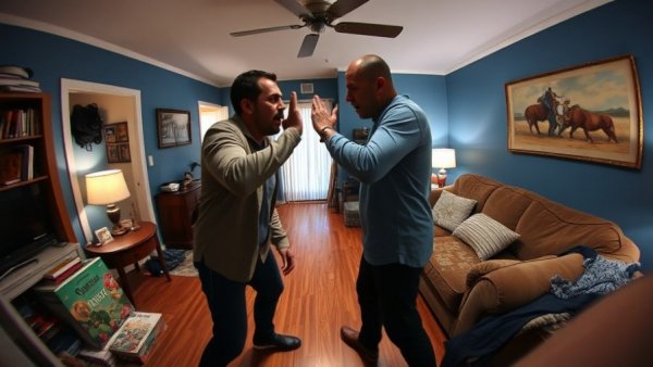 Police bodycam captures intense living room altercation.