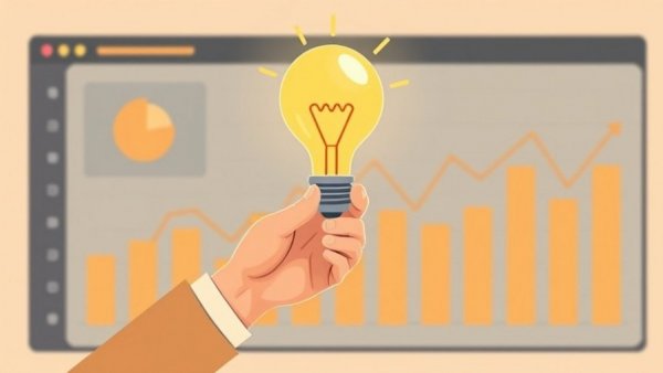 Abstract visual of a hand holding a lightbulb over analytics dashboard for PPC marketers